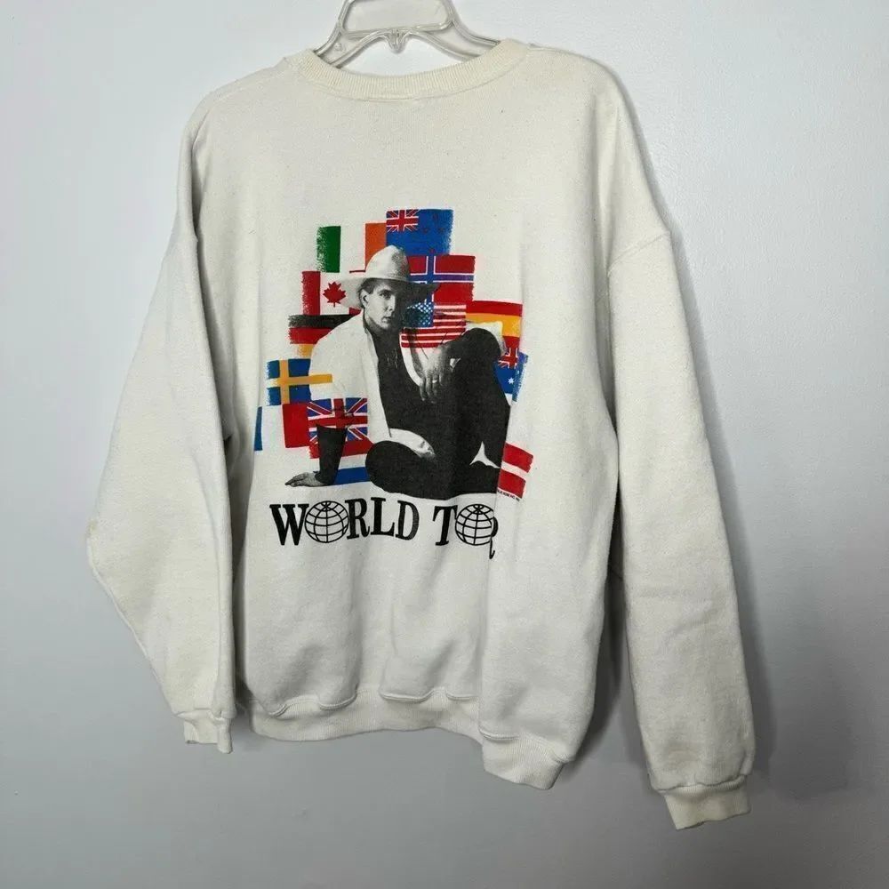 Vintage 1993 Garth Brooks World Tour Crewneck XL USA Made Heavy 2-Sided Graphic